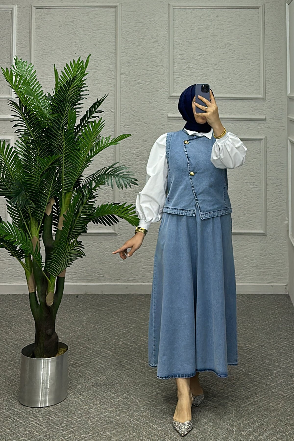 Açık Mavi Esil Etekli Takım