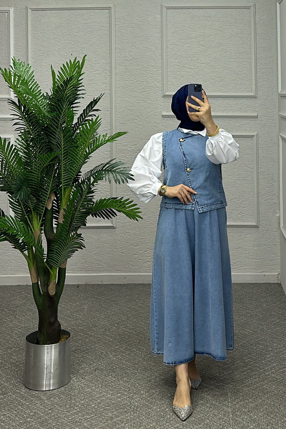 Açık Mavi Esil Etekli Takım