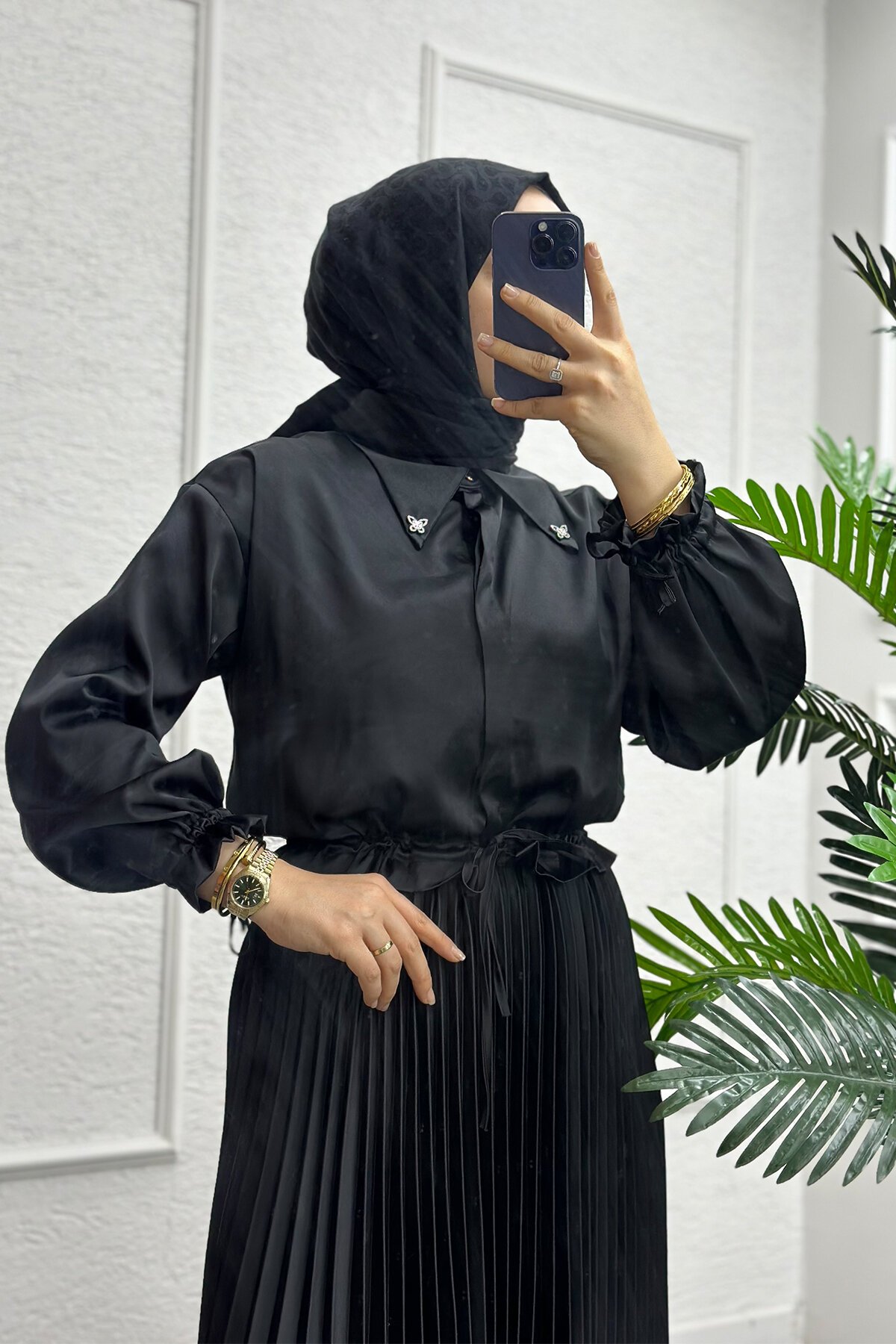 Aren Siyah Saten Takım