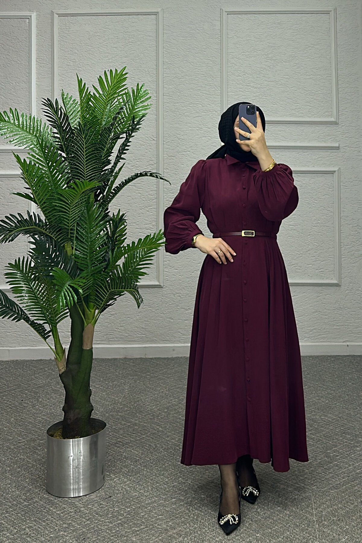 Bordo Çalıkuşu Elbise