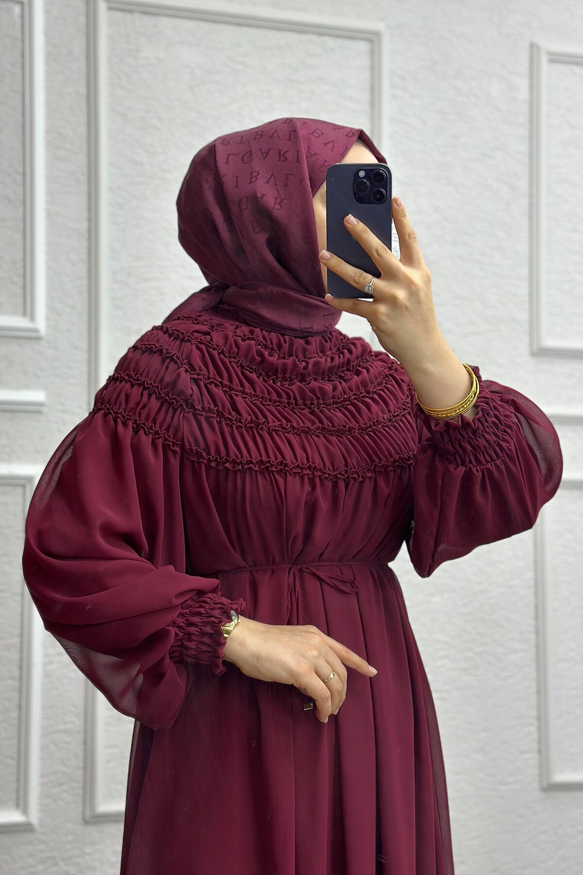 Bordo Pİraye Elbise