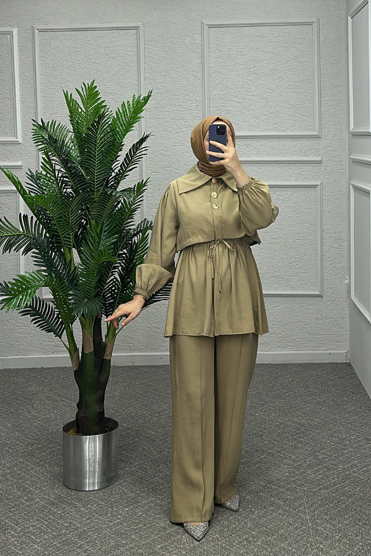 Camel Hale Pantolonlu Takım