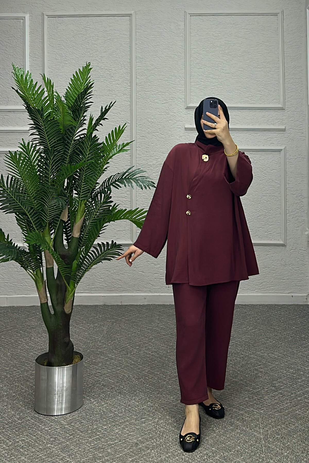 Eliz Bordo Pantolonlu Takım