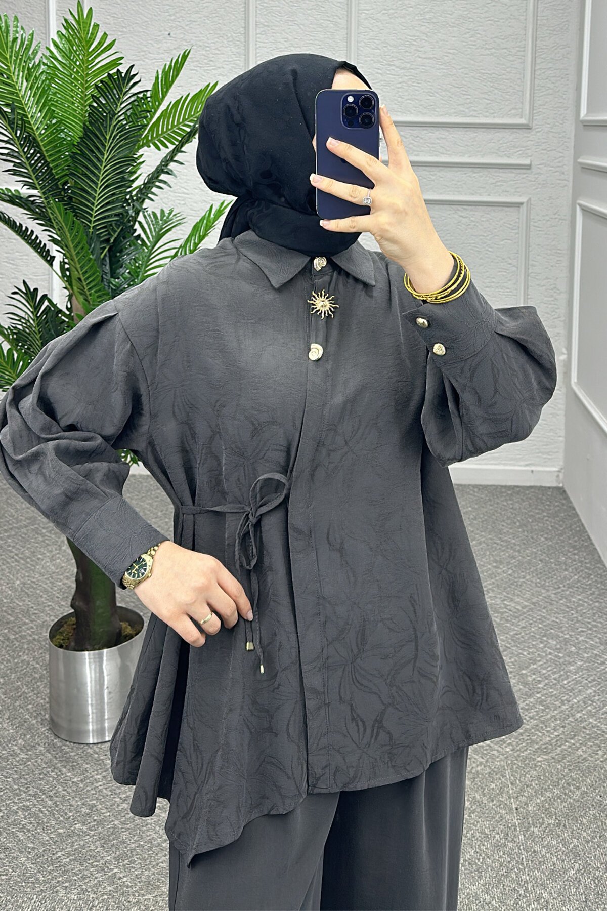 Antrasit İnem Pantolonlu Takım