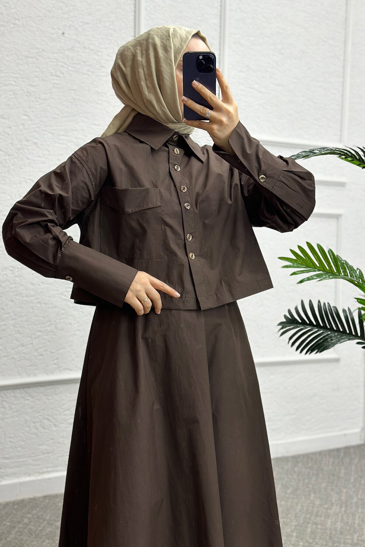 Kahve Dina Etekli Takım