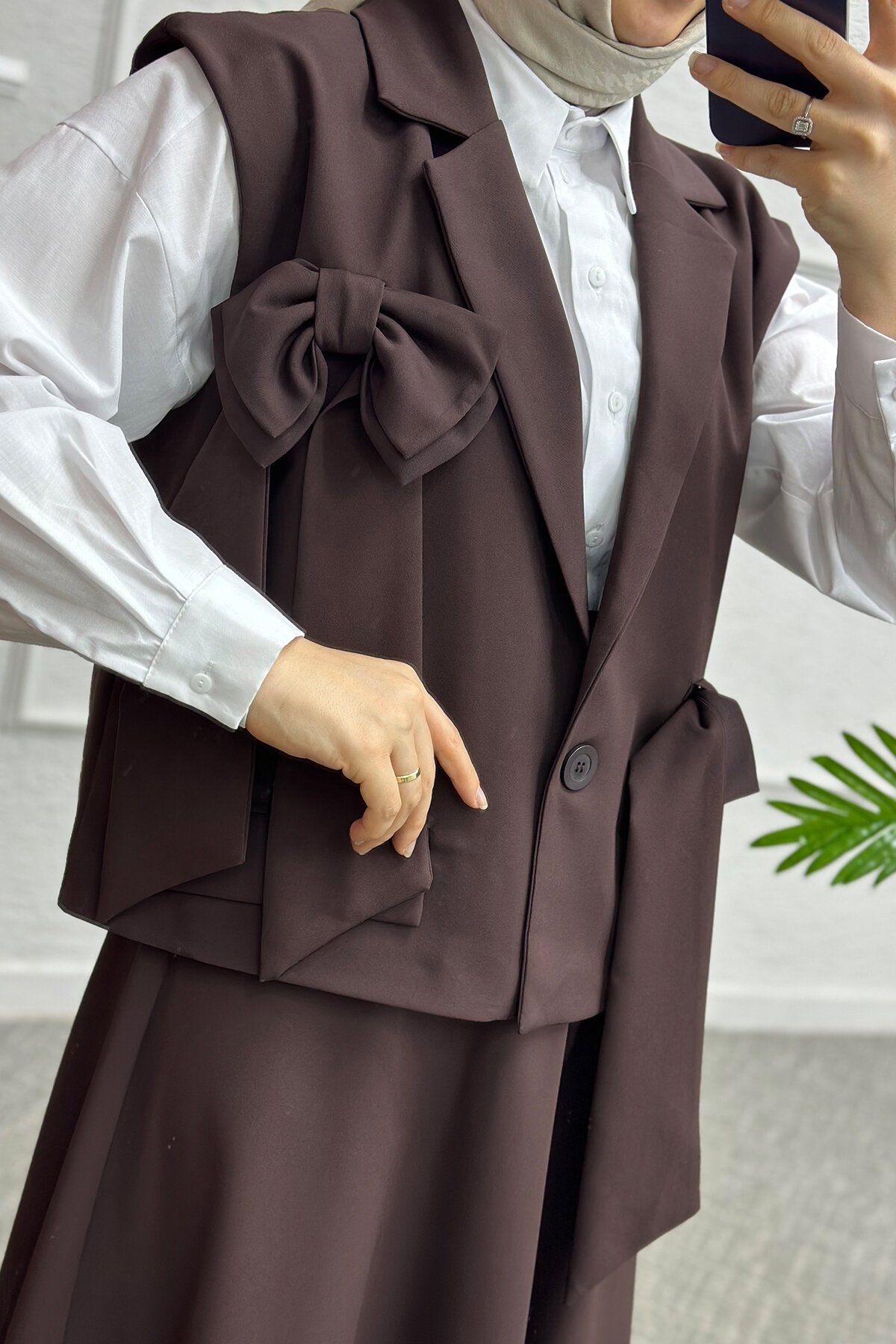 Kahve Fiyonk Etekli Takım