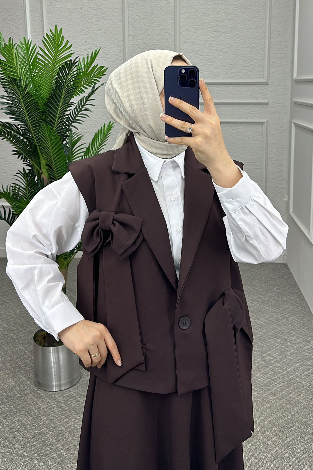 Kahve Fiyonk Etekli Takım