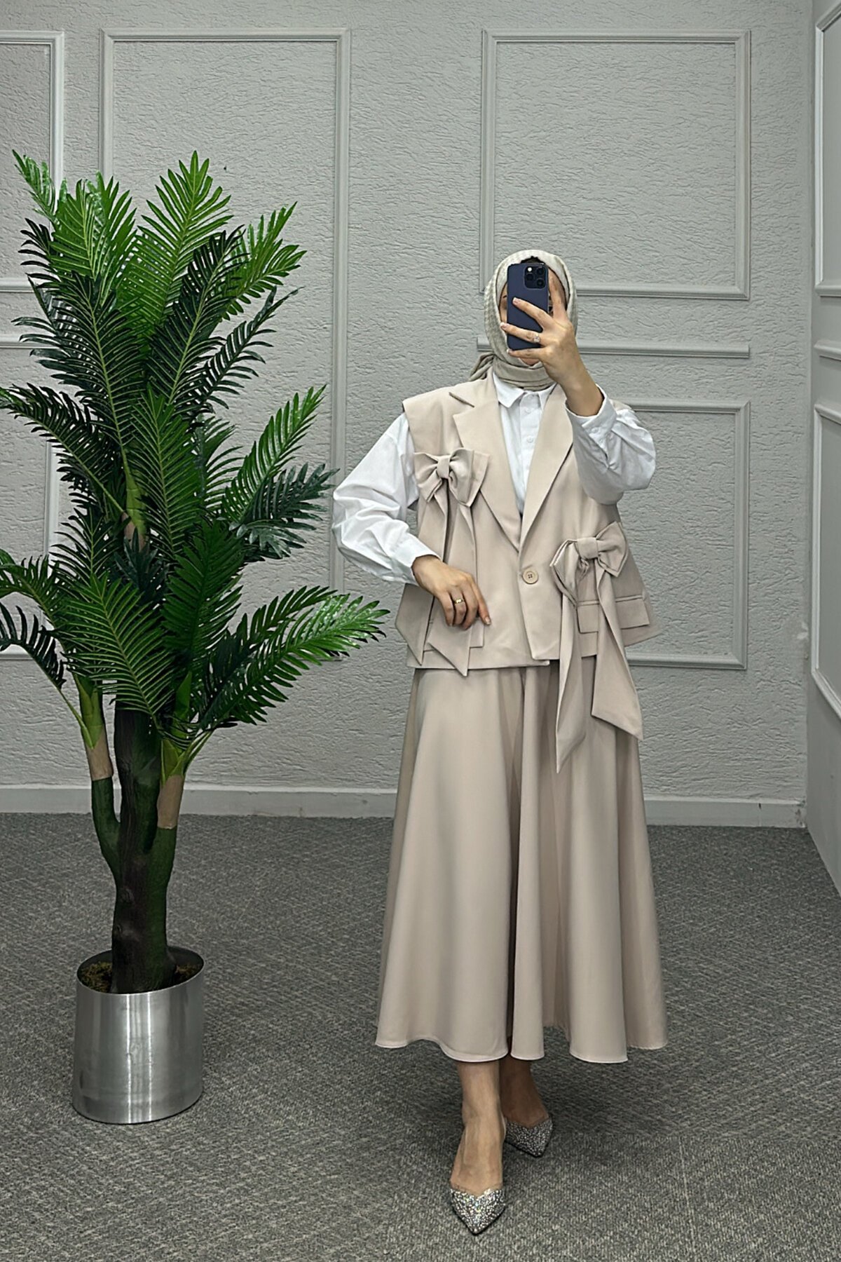 Krem Fiyonk Etekli Takım