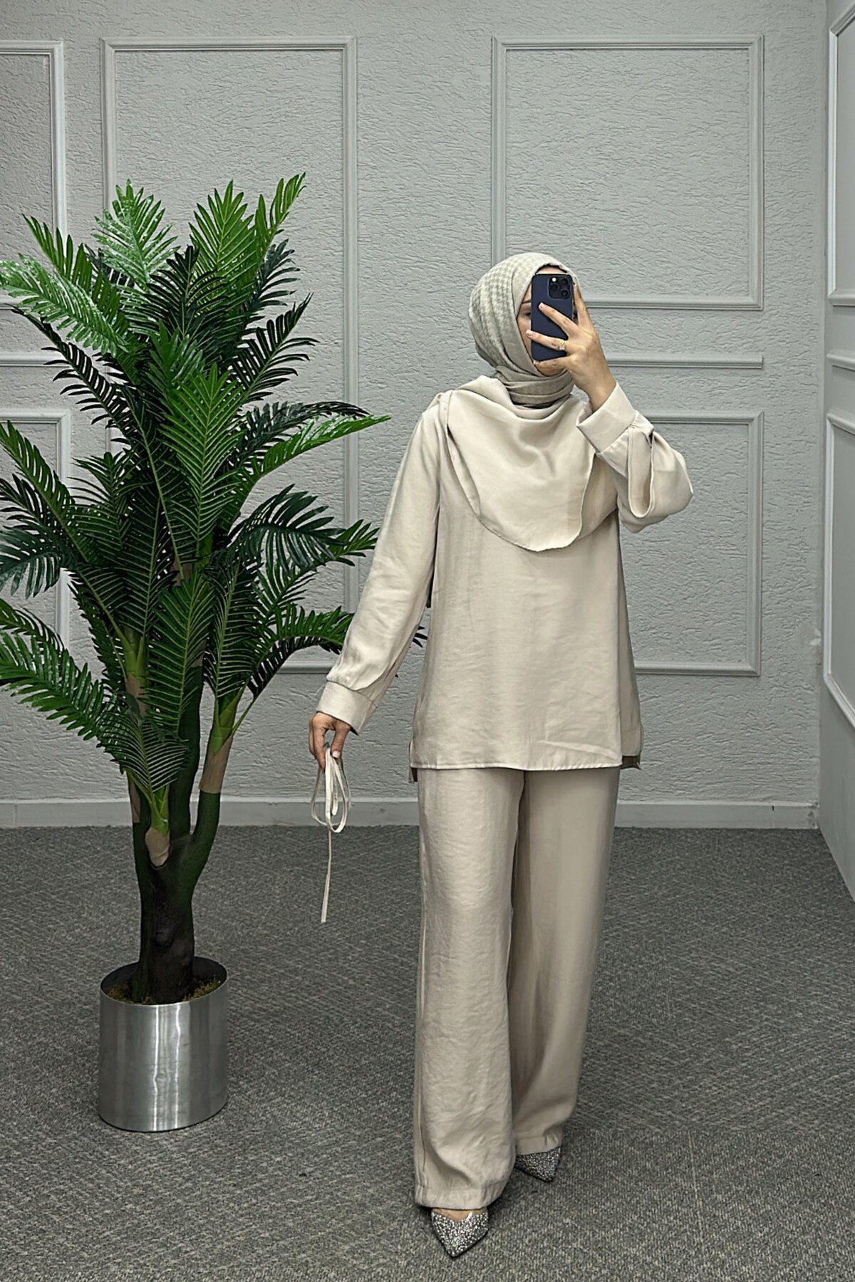 Krem Jase Pantolonlu Takıjm