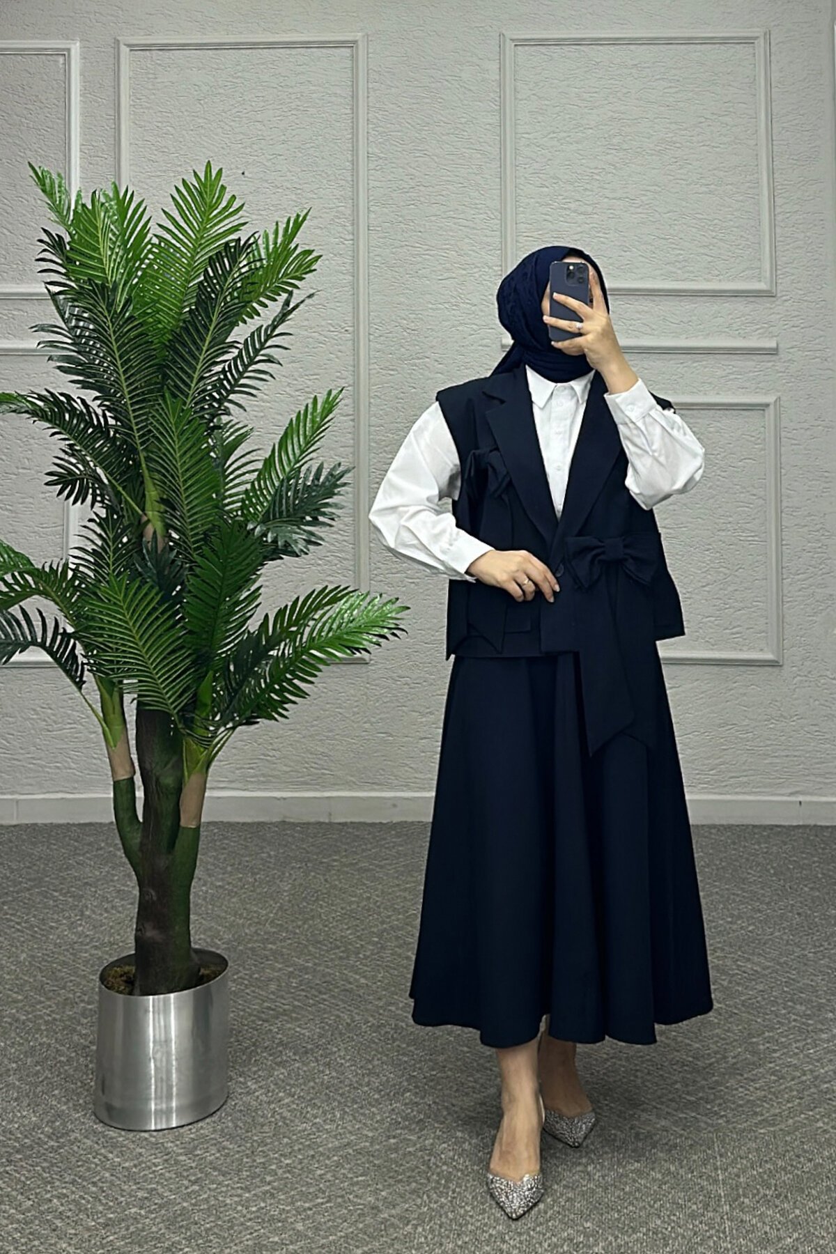 Lacivert Fiyonk Etekli Takım