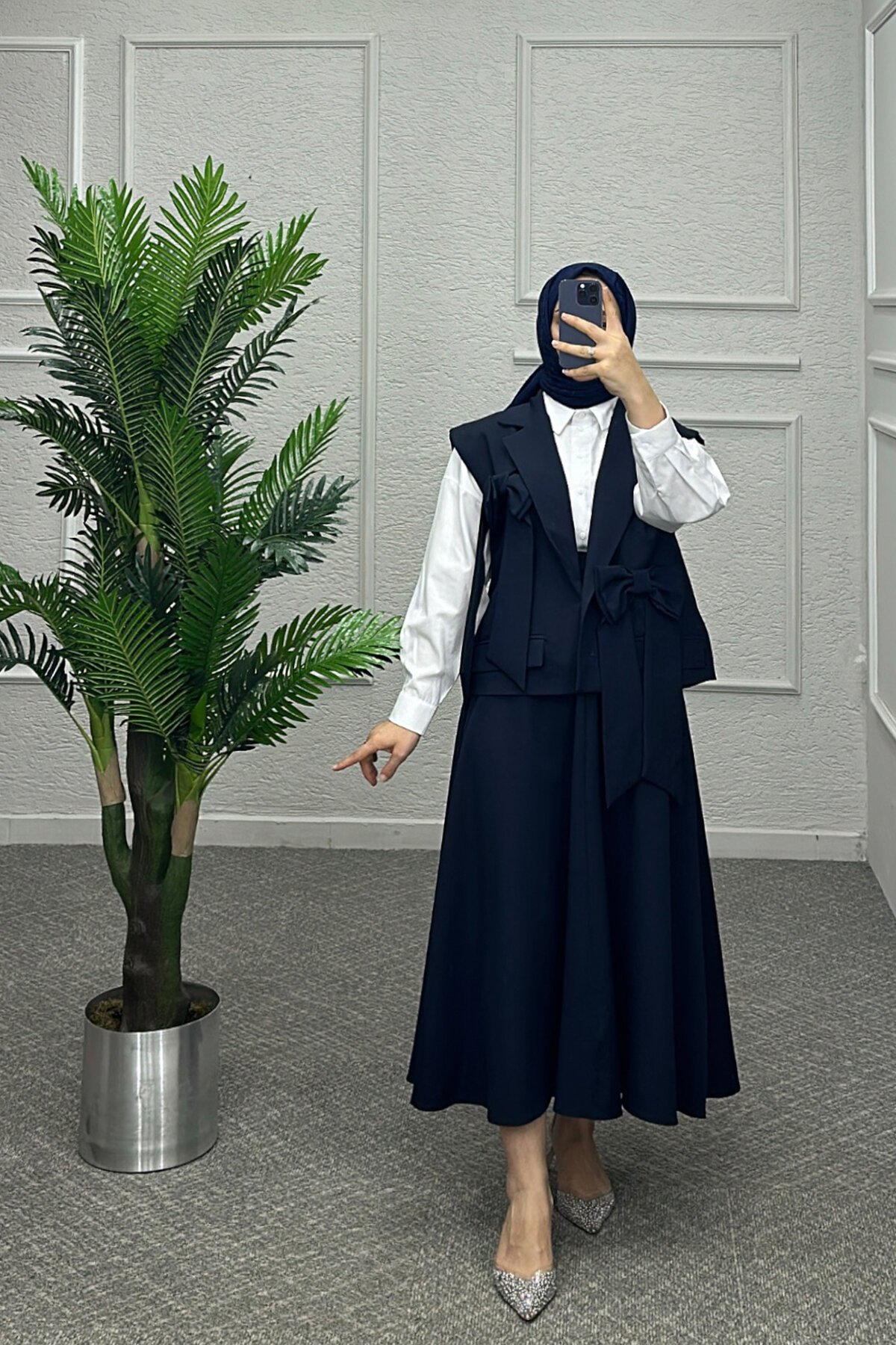 Lacivert Fiyonk Etekli Takım