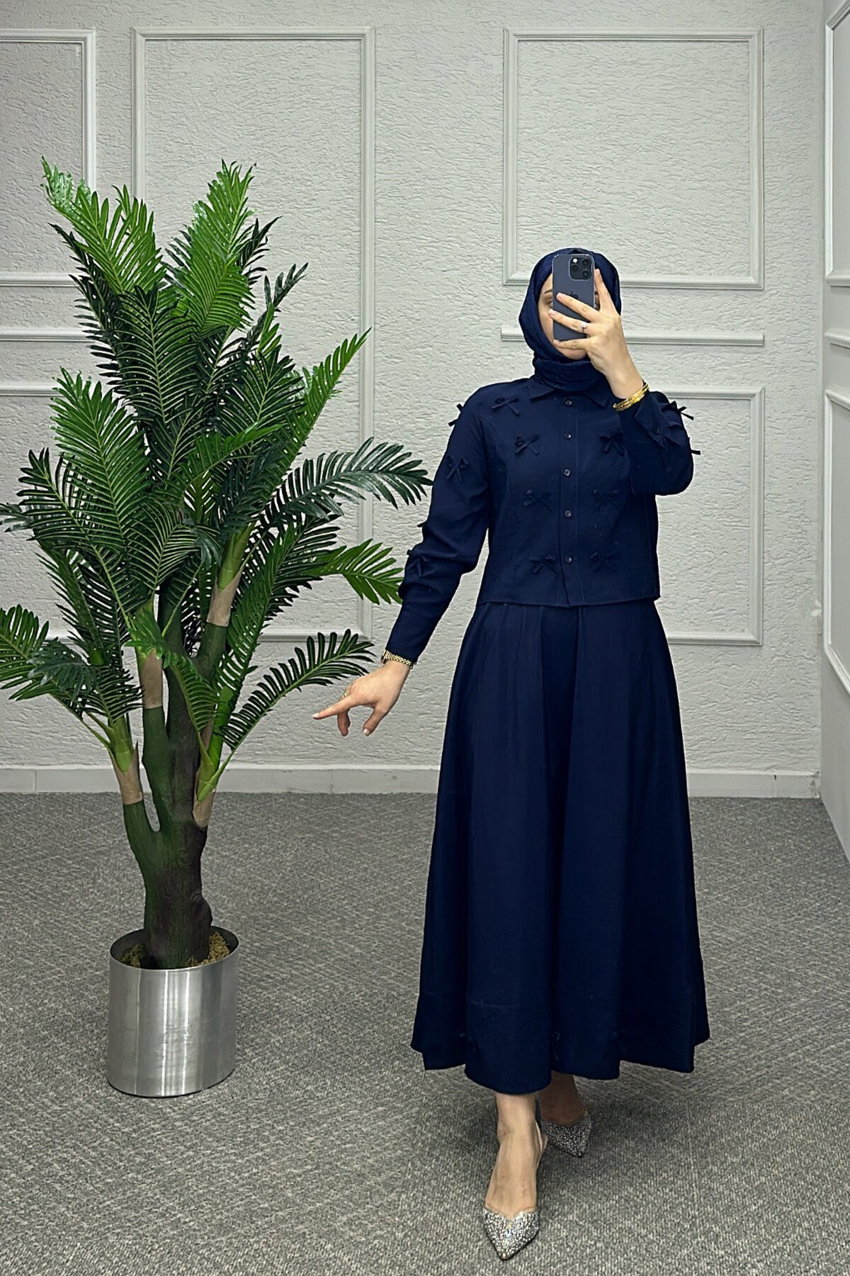 Lacivert Hane Etekli Takım