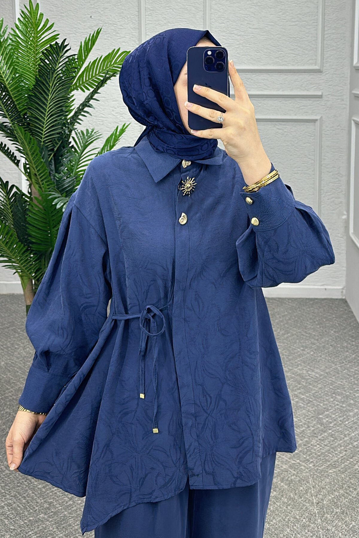 Lacivert İnem Pantolonlu Takım