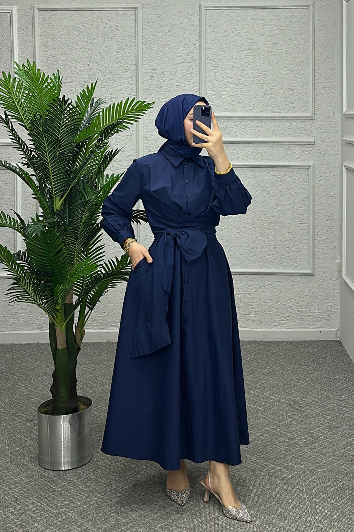 Lacivert Koton Elbise