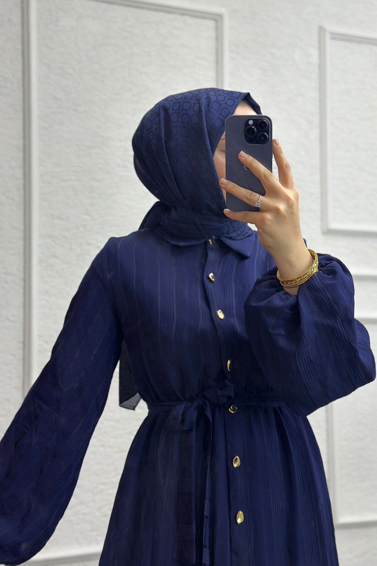 Lacivert Mısra Elbise