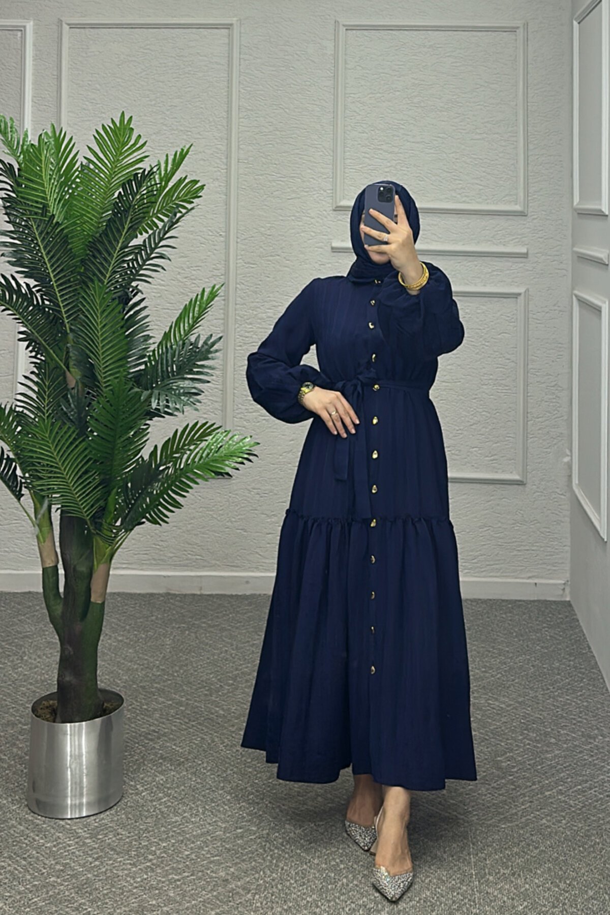 Lacivert Mısra Elbise