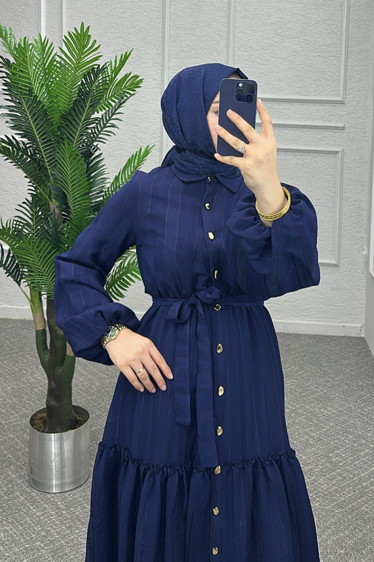 Lacivert Mısra Elbise