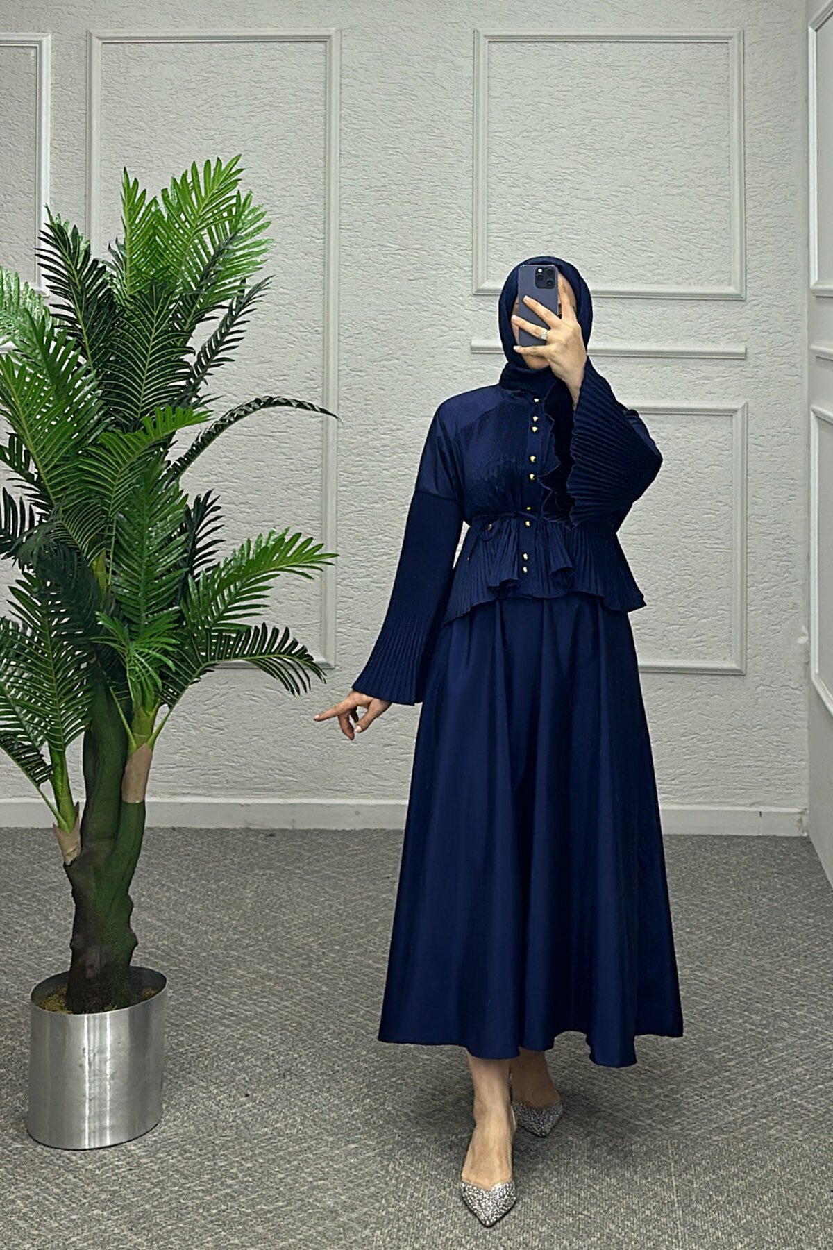 Lacivert Mısra Etekli Takım