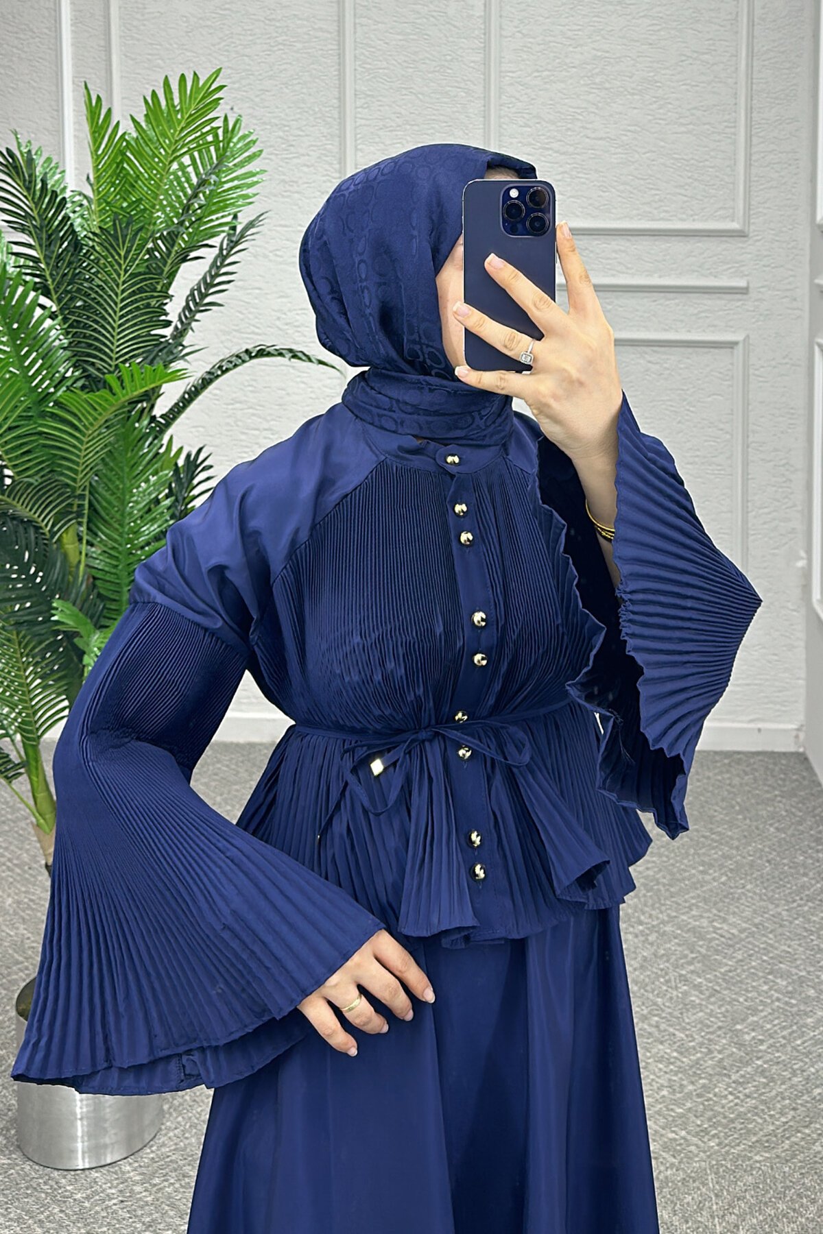 Lacivert Mısra Etekli Takım