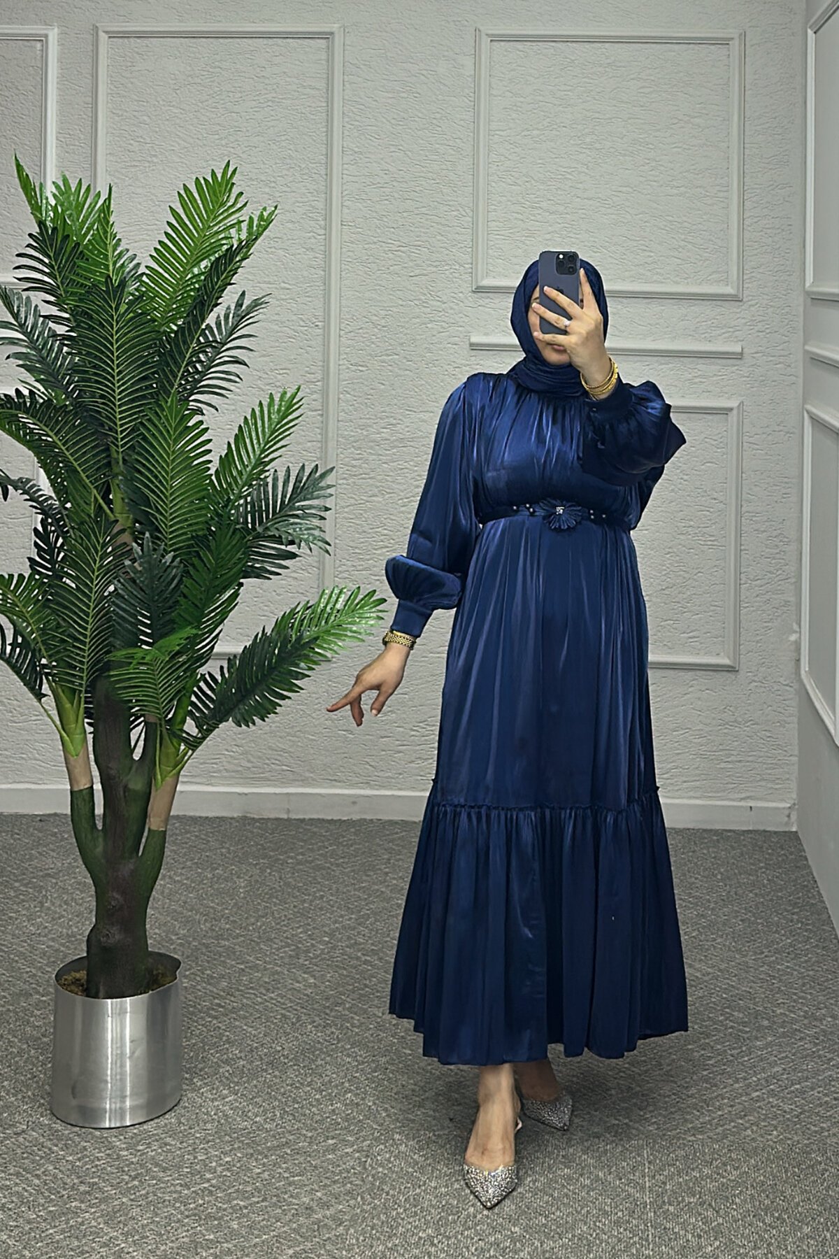 Lacivert Noure Elbise