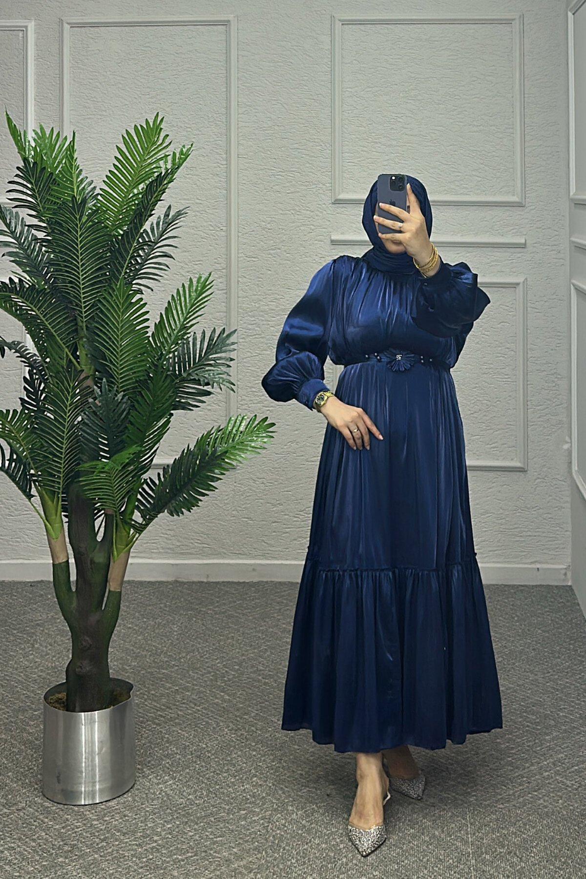 Lacivert Noure Elbise