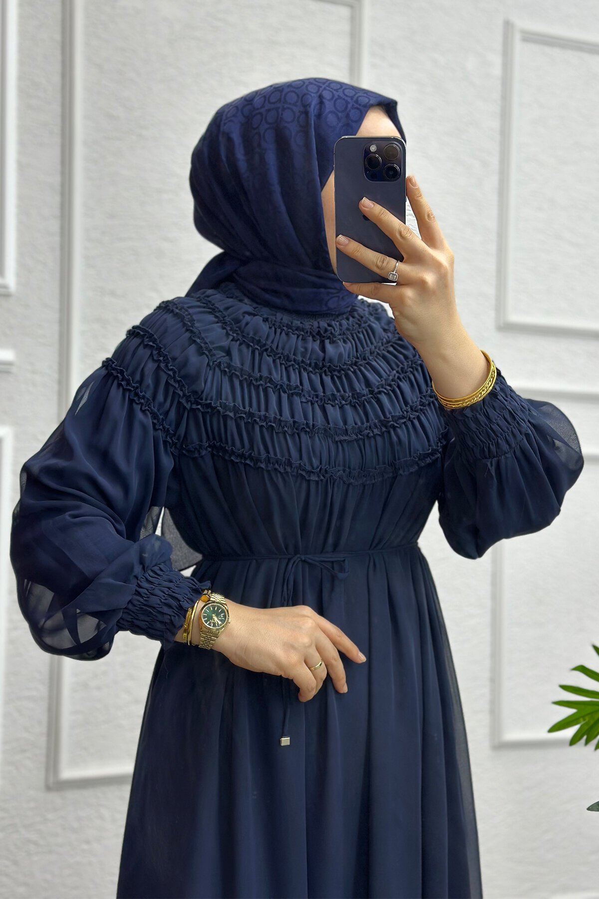 Lacivert Piraye Elbise