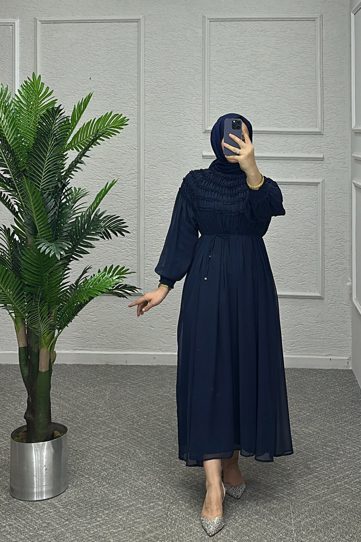 Lacivert Piraye Elbise