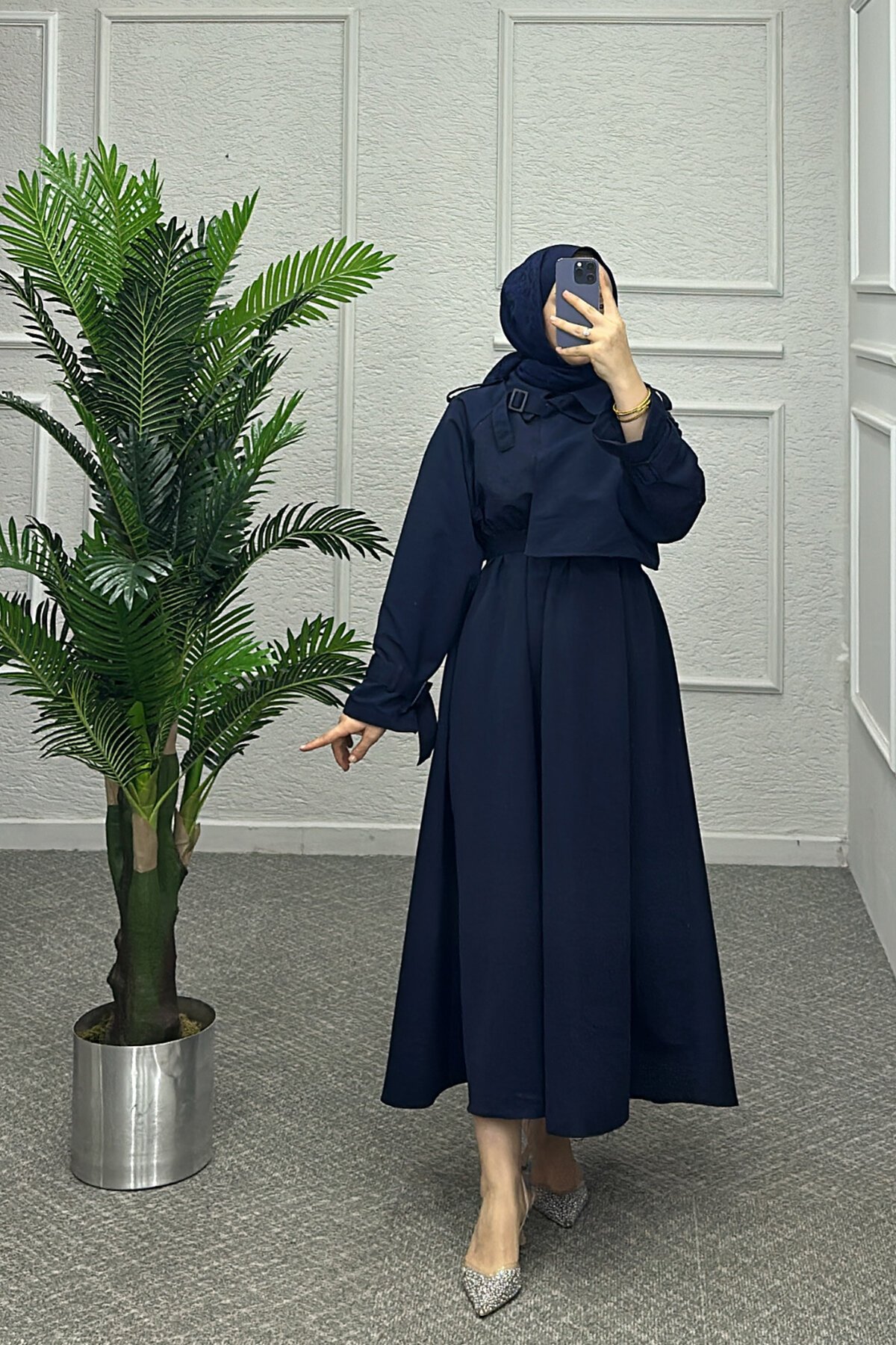 Lacivert Trenç Elbise