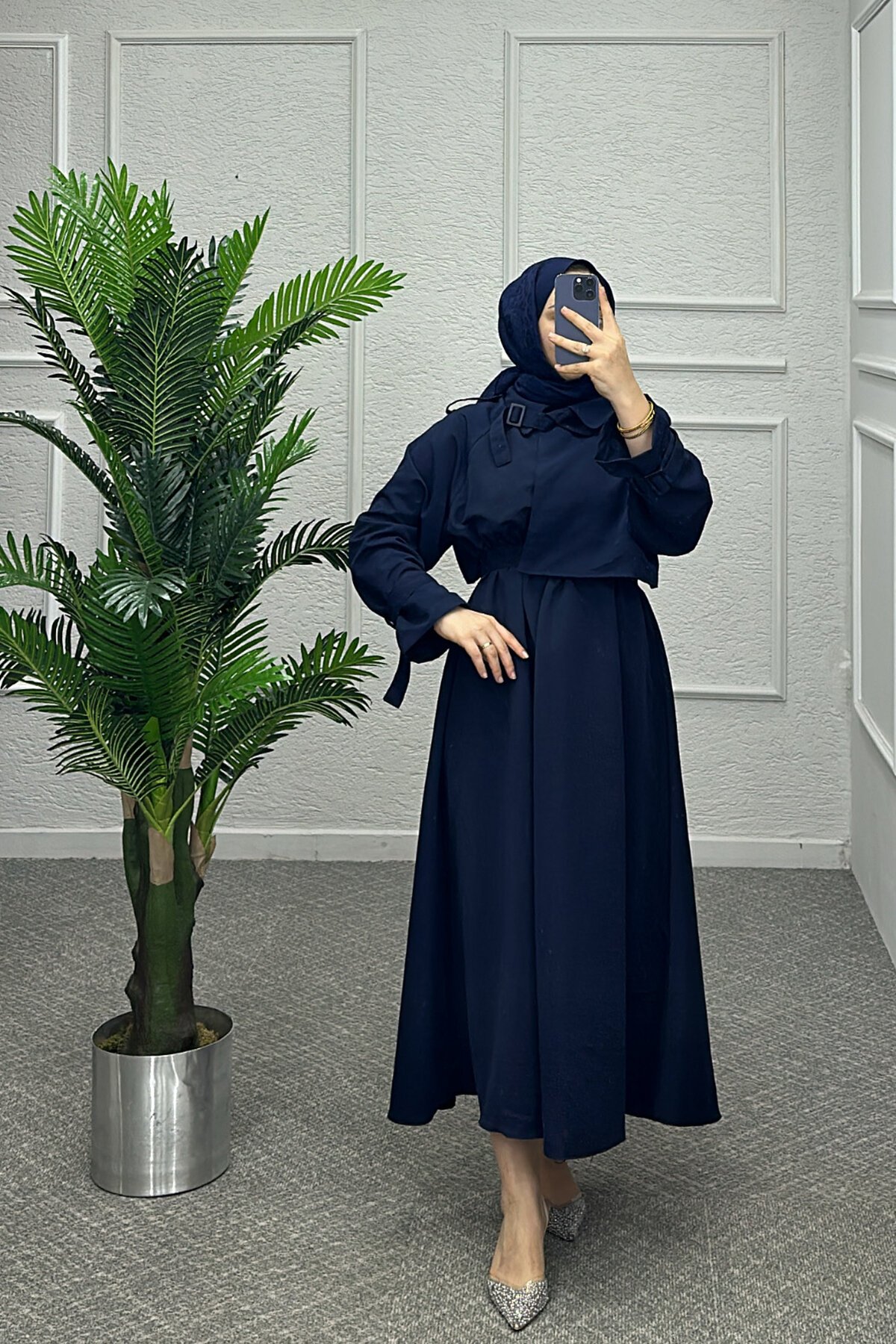 Lacivert Trenç Elbise