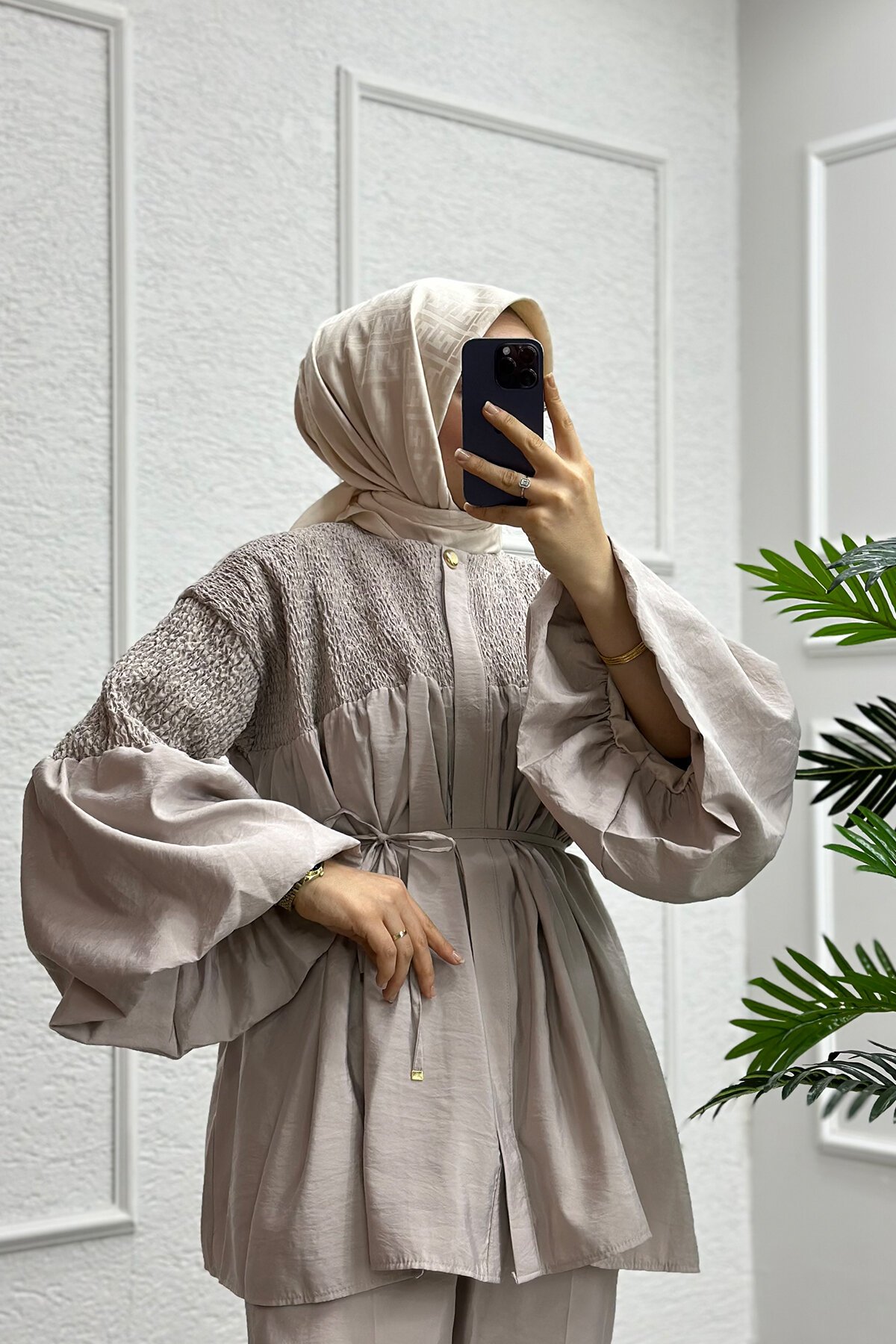 Şeker Pudra Rengi Pantolonlu Takım