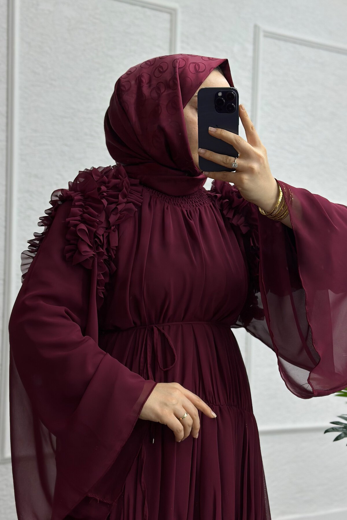 Bordo Riya Elbise
