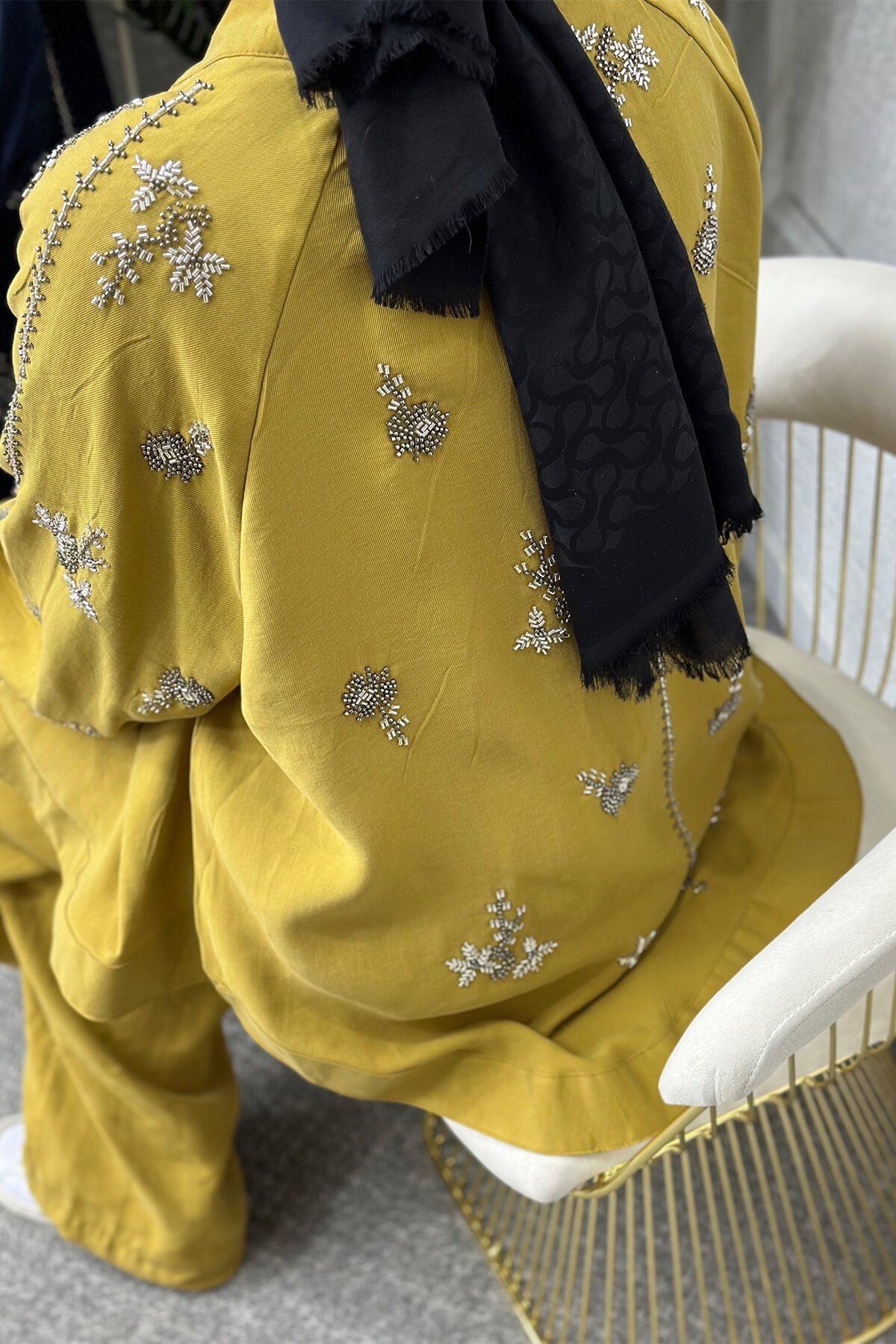 Yağ Yeşili İşlemeli Takım