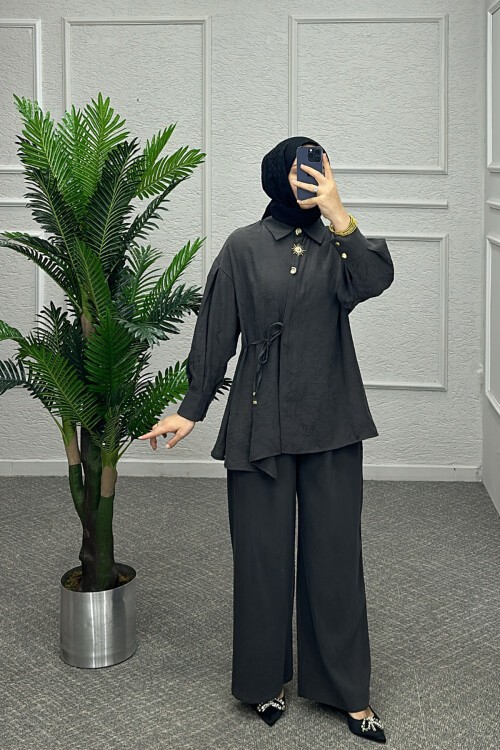 Antrasit İnem Pantolonlu Takım