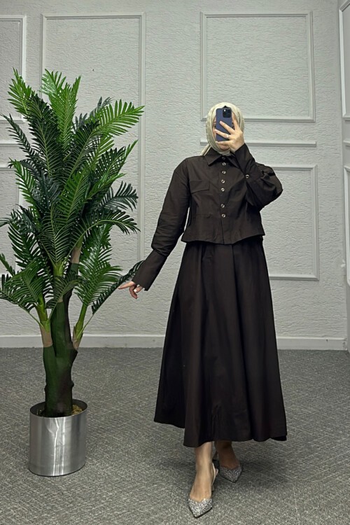 Kahve Dina Etekli Takım