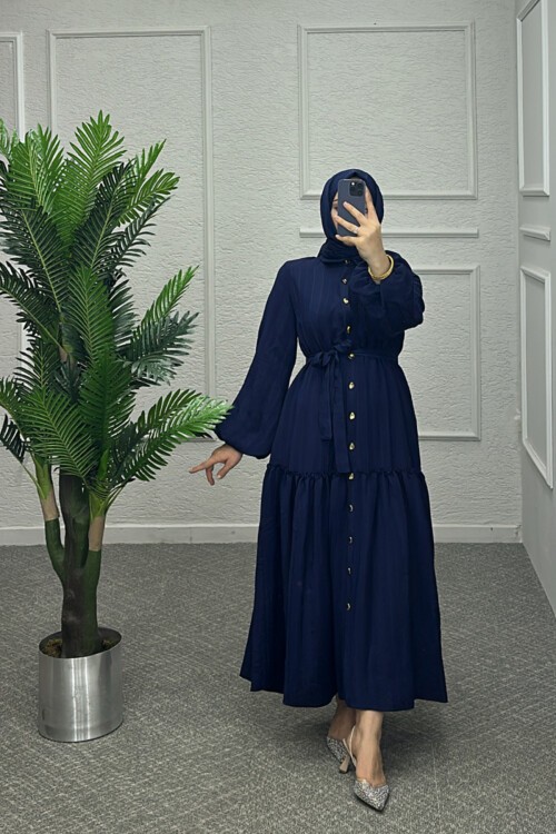 Lacivert Mısra Elbise