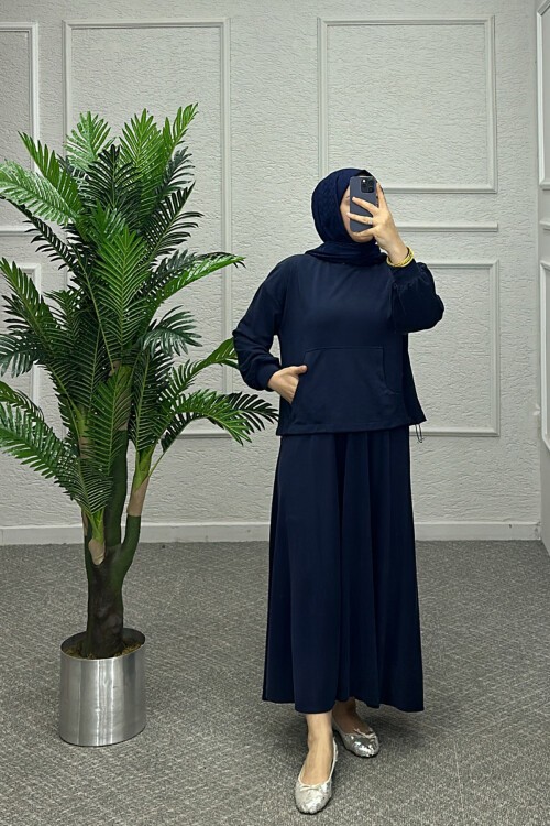 Lacivert Mısra Etekli Takım