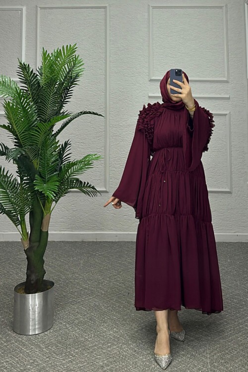 Bordo Riya Elbise