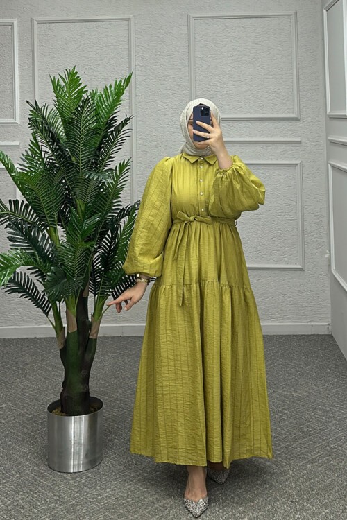 Yağ Yeşili Yade Elbise