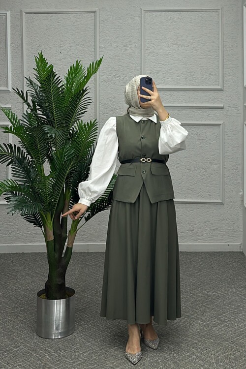 Yeşil Jase Etekli Takım