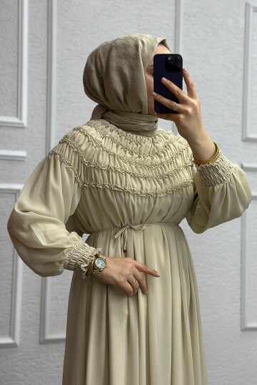 Krem Piraye Elbise