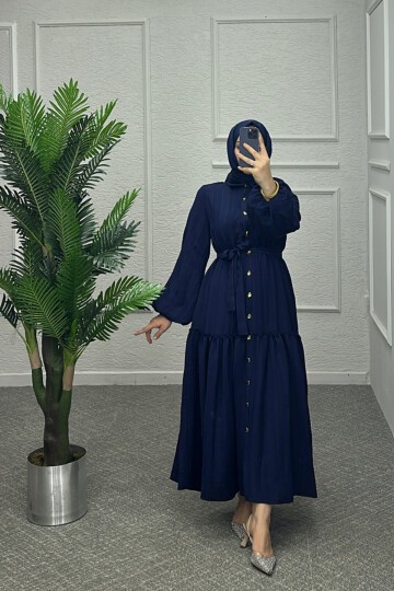 Lacivert Mısra Elbise